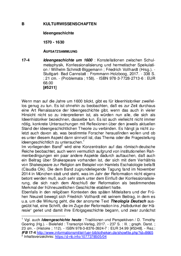 (PDF) IFB-Rezension Ideengeschichte um 1600