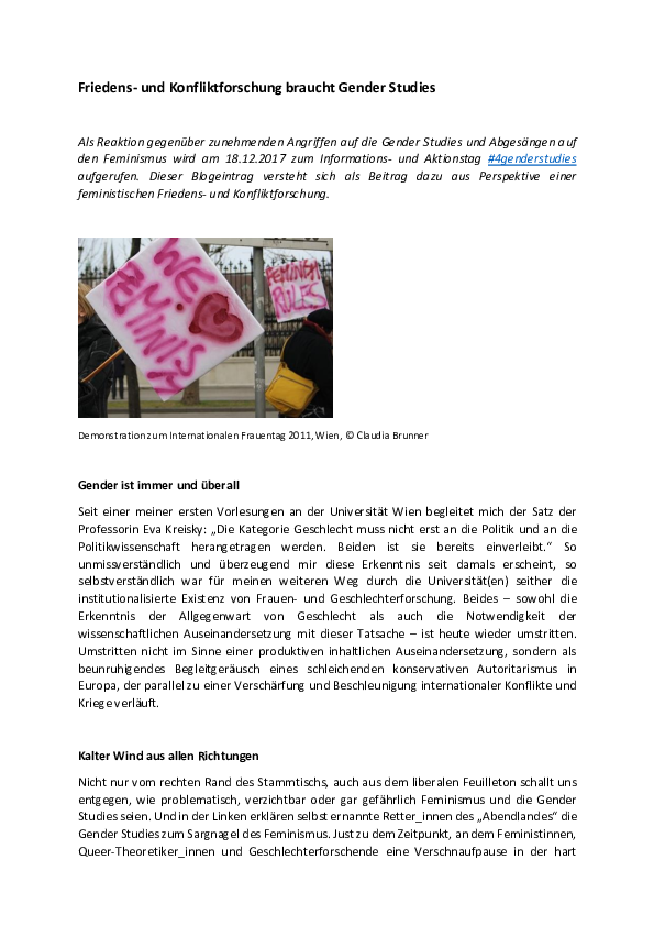 (PDF) Friedens-und Konfliktforschung braucht Gender Studies | Claudia ...