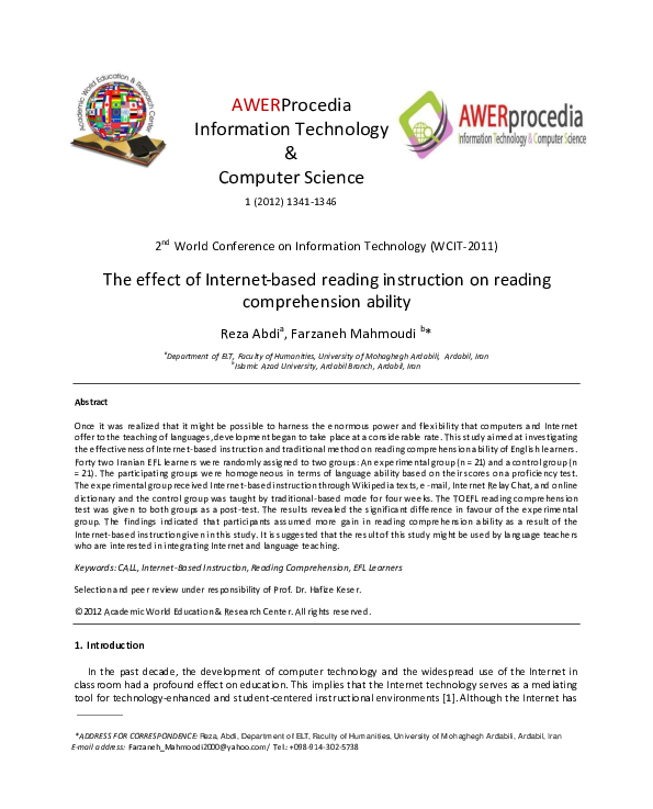 (PDF) The effect of Internet-based reading instruction on reading ...