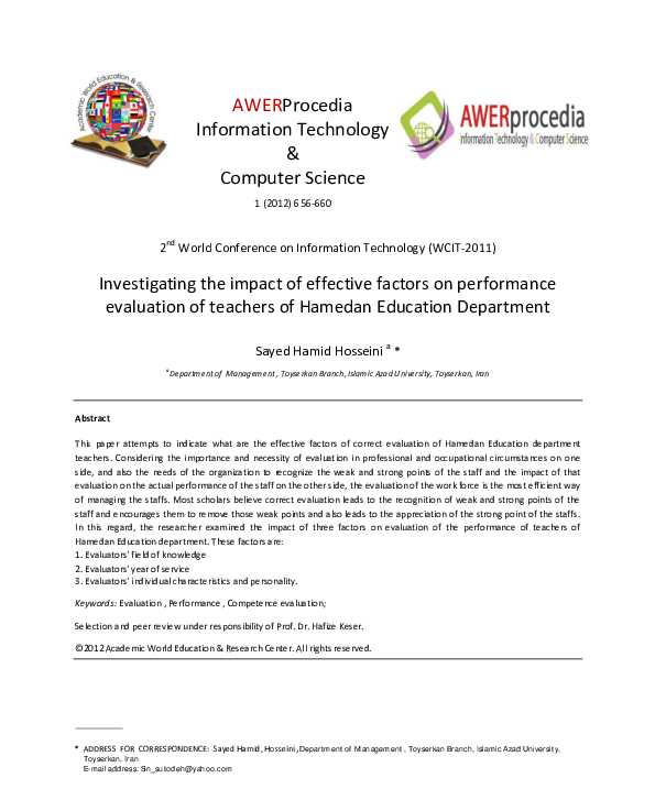 (PDF) Investigating the impact of effective factors on performance ...