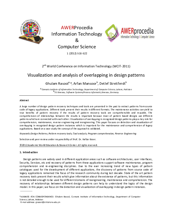 (PDF) Visualization and analysis of overlapping in design patterns
