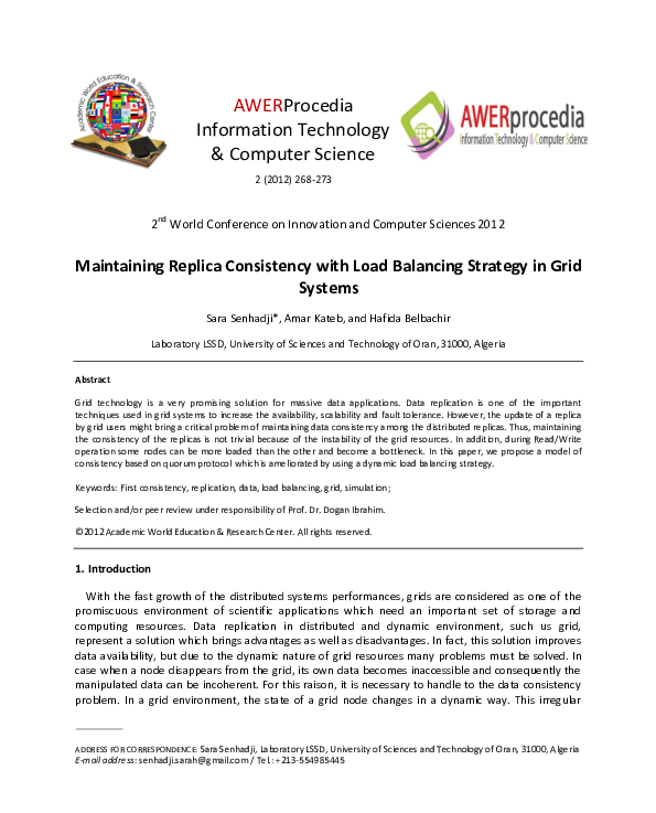 (PDF) Maintaining Replica Consistency with Load Balancing Strategy in ...
