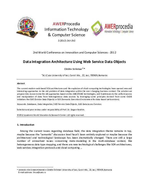  pdf data integration architecture using web service data objects