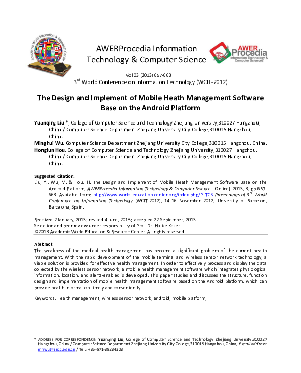 (PDF) The Design and Implement of Mobile Heath Management Software Base ...