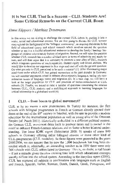 (PDF) It's not CLIL that is a success - CLIL students are! Some ...