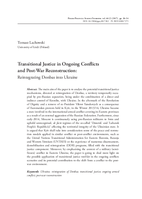 (PDF) Transitional Justice in Ongoing Conflicts and Post-War ...