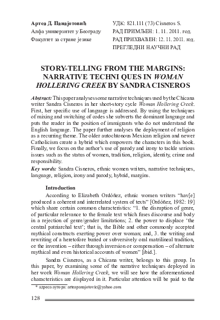 Pdf Story Telling From The Margins Narrative Techniques In Woman