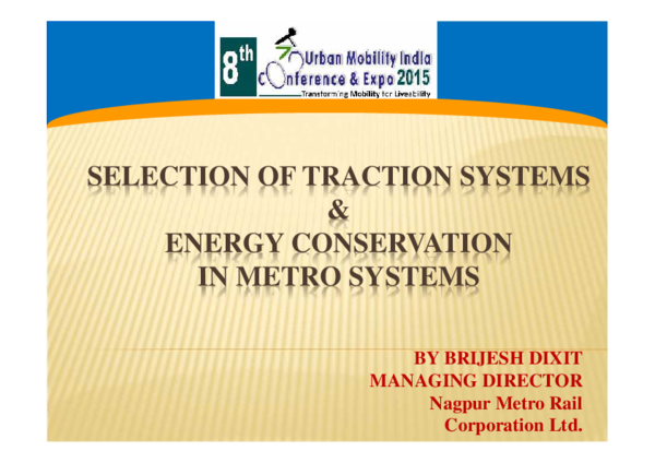 (PDF) SELECTION OF TRACTION SYSTEMS & ENERGY CONSERVATION IN METRO SYSTEMS