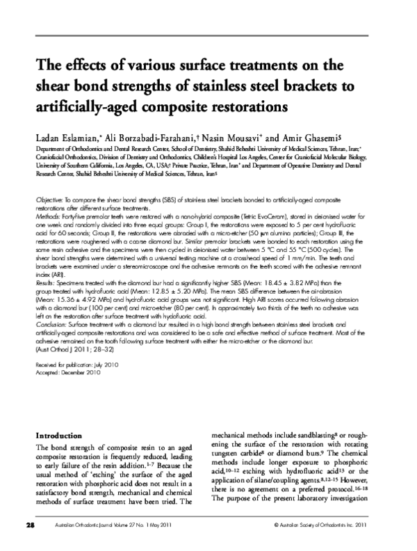 (PDF) The effects of various surface treatments on the shear bond ...