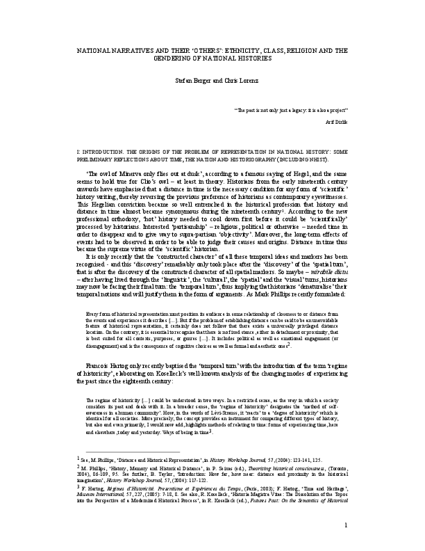 ‘National Narratives and Their ‘Others’ Ethnicity, Class, Religion and
