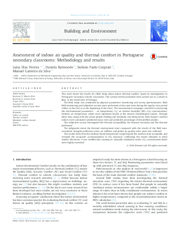 (PDF) Assessment of indoor air quality and thermal comfort in ...