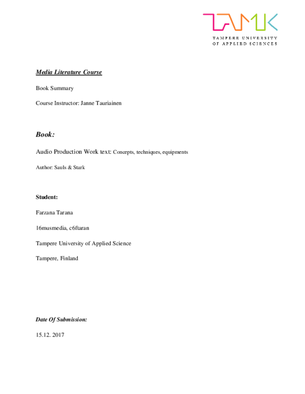 (PDF) Audio Production
