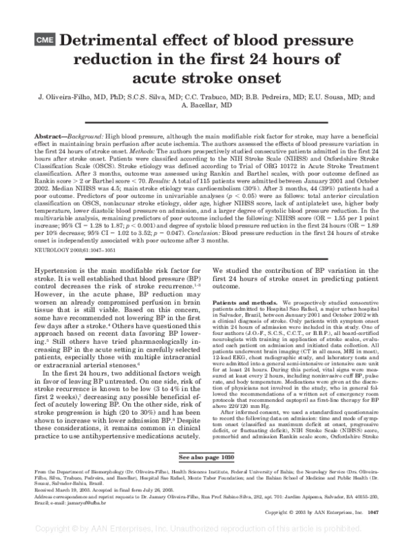 (PDF) Detrimental effect of blood pressure reduction in the first 24 ...