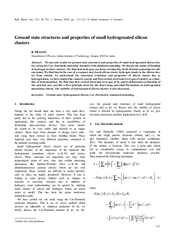 (PDF) Ground state structures and properties of small hydrogenated ...