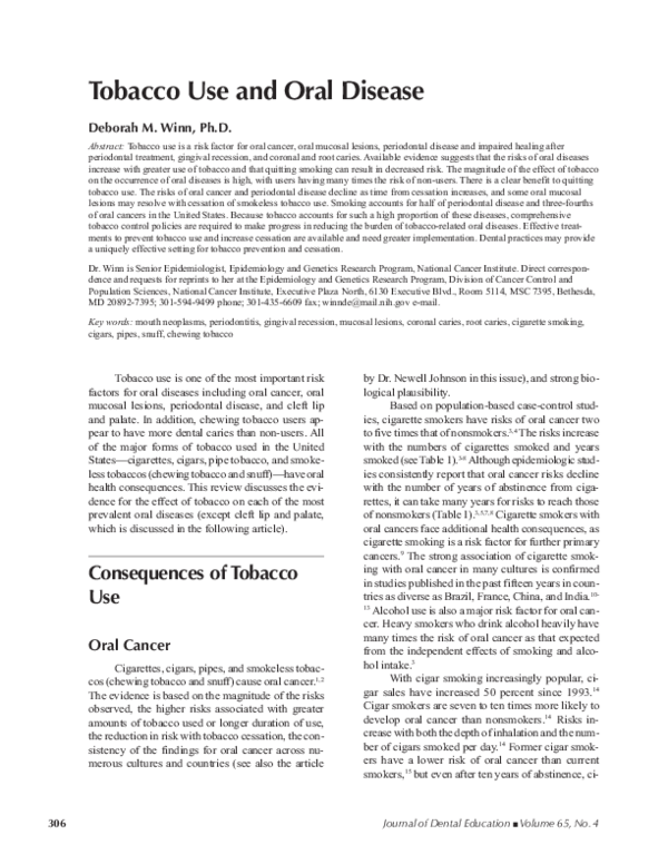 (PDF) Tobacco Use and Oral Disease Roman Morillo Academia.edu