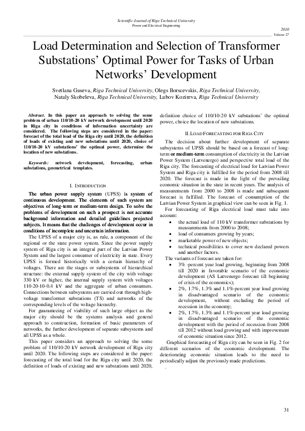 (PDF) Load Determination and Selection of Transformer Substations ...