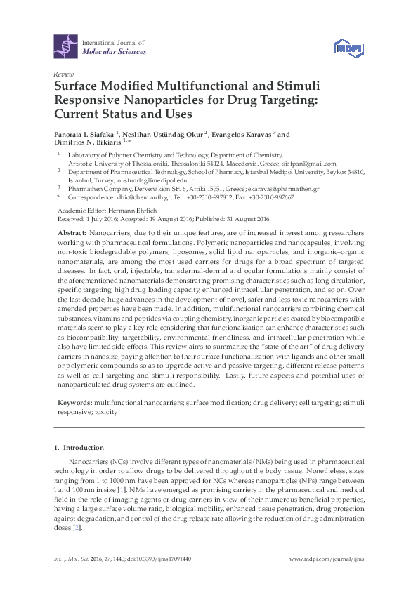(PDF) Surface Modified Multifunctional and Stimuli Responsive ...