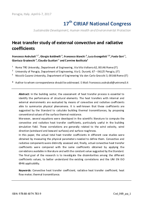 (PDF) Heat transfer study of external convective and radiative coefficients