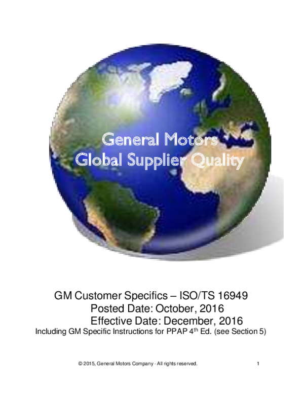 (PDF) Including GM Specific Instructions for PPAP 4 th Ed. (see Section