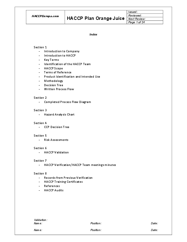 (PDF) HACCP Plan Orange Juice kurshat onal Academia.edu