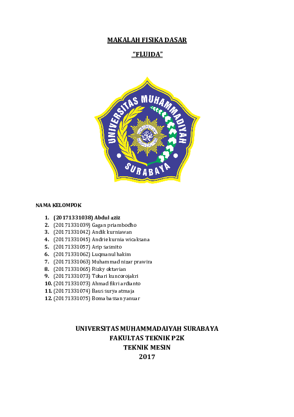 Doc Makalah Fisika Dasar Fluida Nama Kelompok