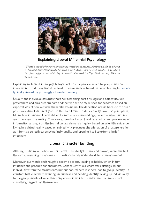 (PDF) Explaining Liberal Millennial Psychology