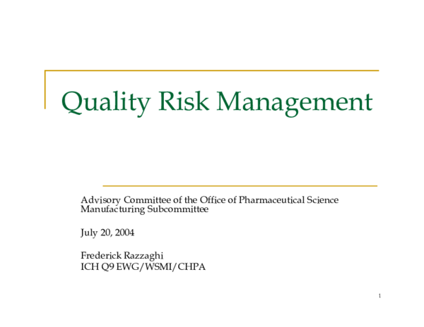 (PDF) Quality Risk Management