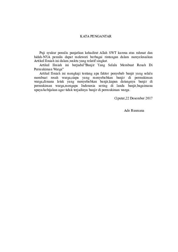 (DOC) Artikel Ilmiah mengenai tentang banjir yang selalu membuat resah