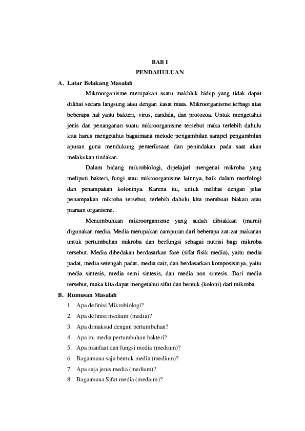 Contoh Makalah Tentang Medium Perkembangbiakan Bakteri