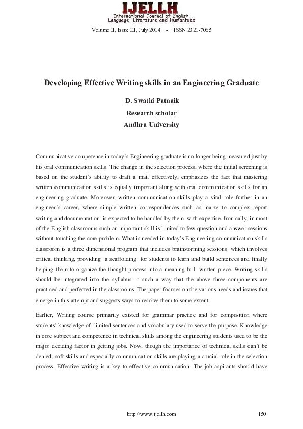 (PDF) Developing Effective Writing skills in an Engineering Graduate