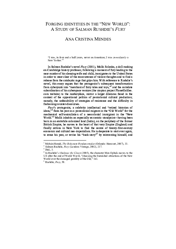 (PDF) Forging identities in the ‘New World’: a Study of Salman Rushdie ...