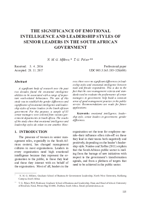(PDF) The Significance of Emotional Intelligence and Leadership Styles ...
