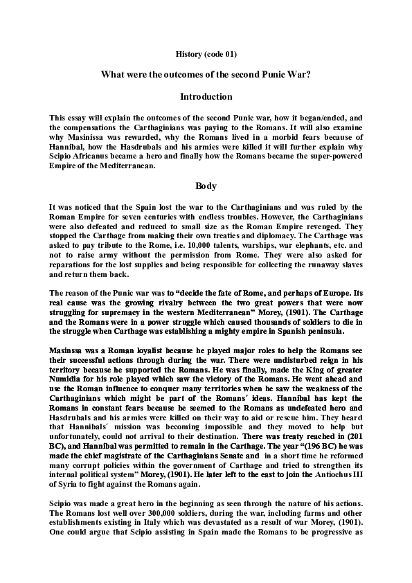 (DOC) History (code 01) What were the of the second Punic War Godwin K . Ajoku