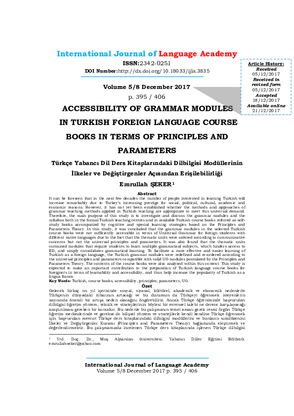 (PDF) International Journal of Language Academy ACCESSIBILITY OF