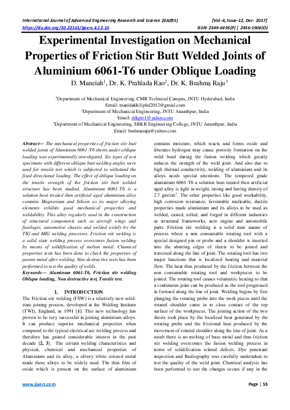 (PDF) Experimental Investigation on Mechanical Properties of Friction ...
