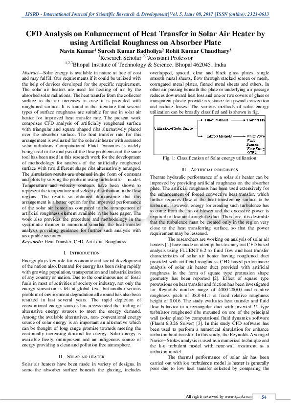 (PDF) CFD Analysis on Enhancement of Heat Transfer in Solar Air Heater ...