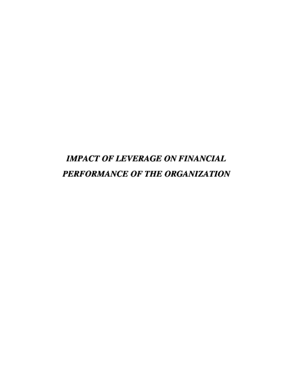 (PDF) IMPACT OF LEVERAGE ON FINANCIAL PERFORMANCE OF THE ORGANIZATION