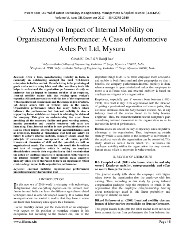(PDF) A Study on Impact of Internal Mobility on Organisational