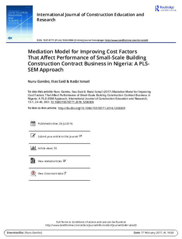 (PDF) Mediation Model for Improving Cost Factors That Affect