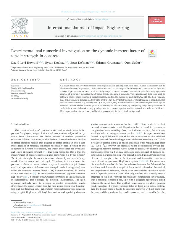 (PDF) Experimental and numerical investigation on the dynamic increase ...