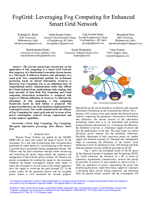 (PDF) FogGrid: Leveraging Fog Computing for Enhanced Smart Grid Network