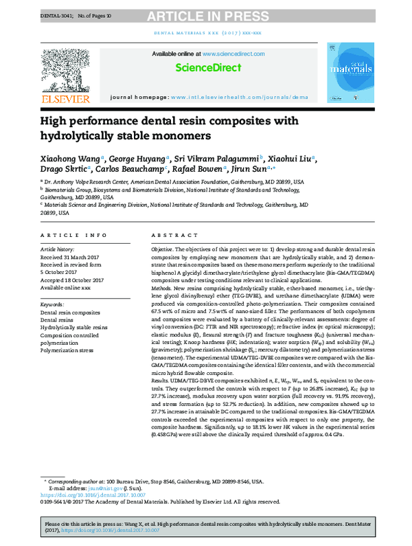 (PDF) High performance dental resin composites with hydrolytically