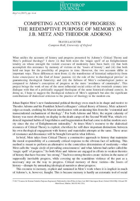 PDF) Competing Accounts of Progress: The Redemptive Purpose of