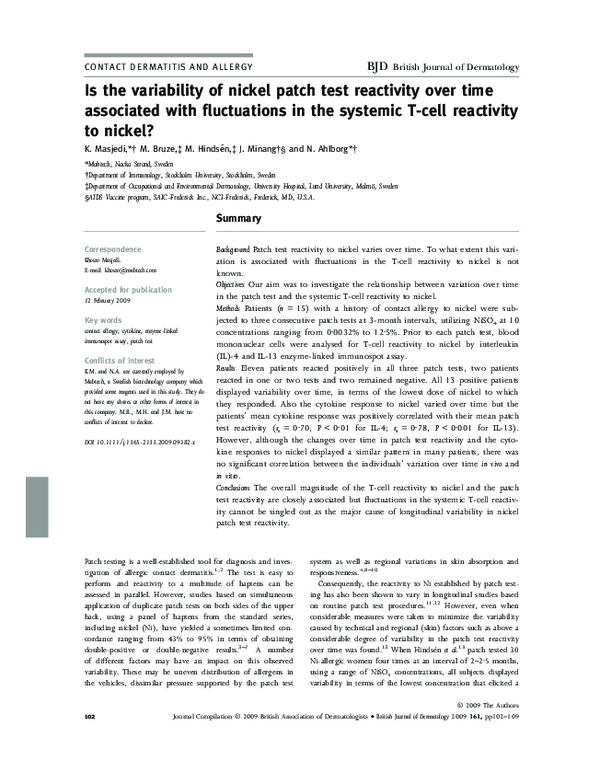 (PDF) Is the variability of nickel patch test reactivity over time ...