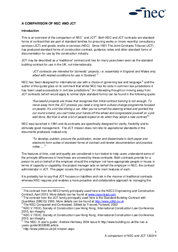 (PDF) A COMPARISON OF NEC AND JCT