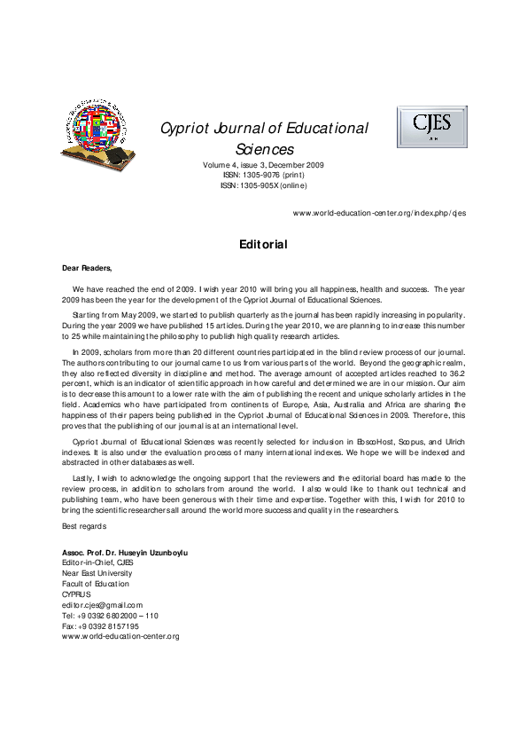 (PDF) Cypriot Journal of Educational Sciences Science Park Research