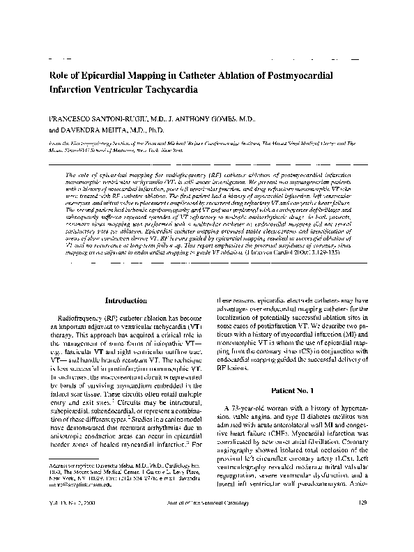 (PDF) Role of Epicardial Mapping in Catheter Ablation of Postmyocardial ...