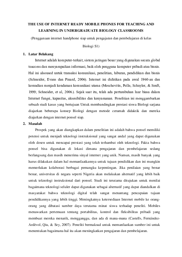 (DOC) THE USE OF INTERNET READY MOBILE PHONES FOR TEACHING AND LEARNING ...