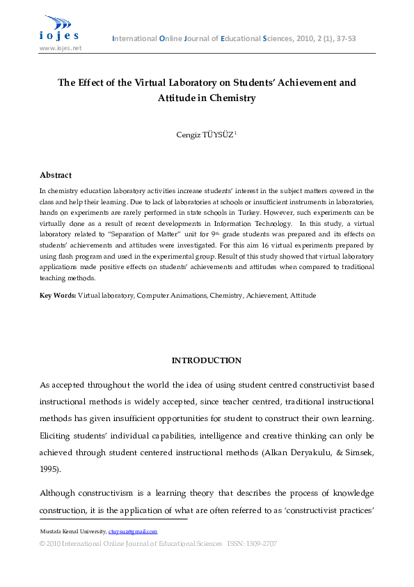 (PDF) The Effect of the Virtual Laboratory on Students' Achievement and ...