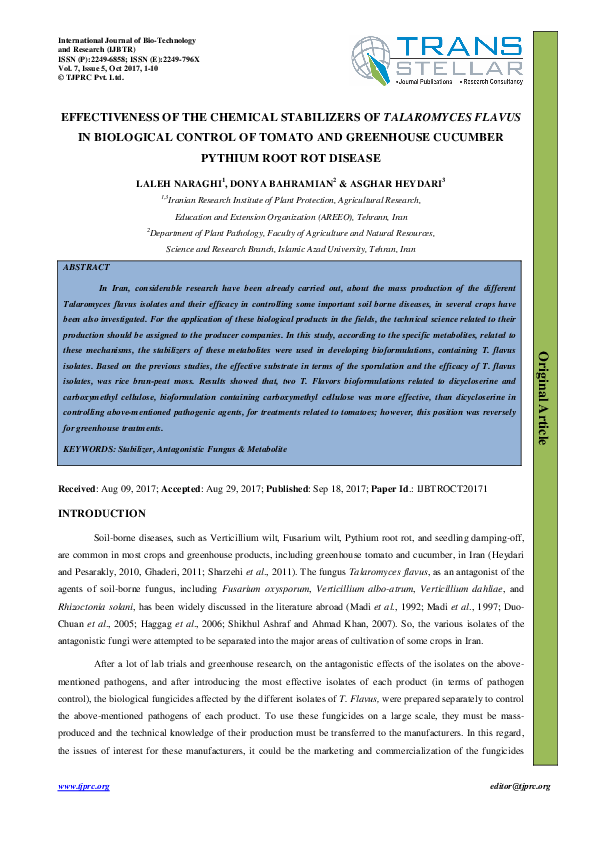 (PDF) EFFECTIVENESS OF THE CHEMICAL STABILIZERS OF TALAROMYCES FLAVUS ...